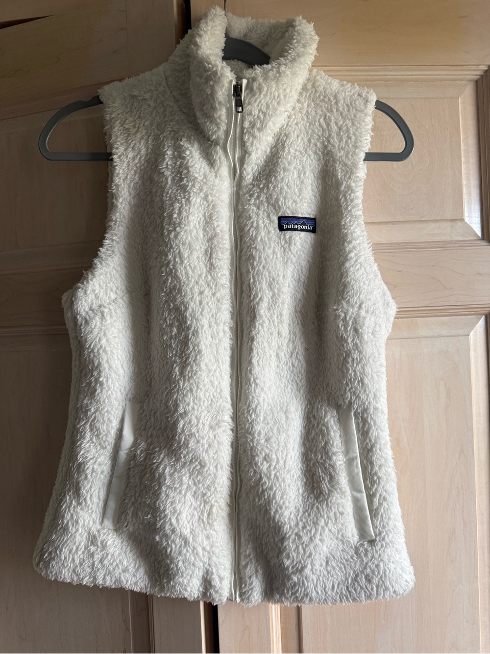 Patagonia Cream Sherpa Vest with High Collar